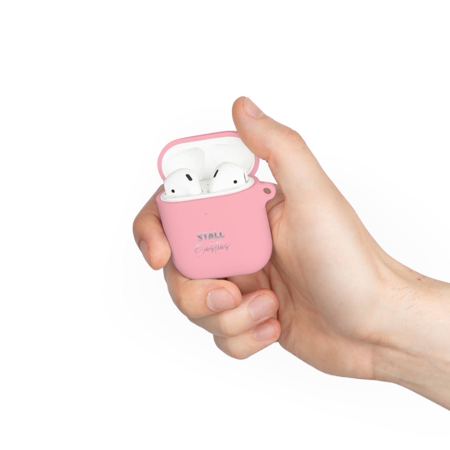 Minimal Personalized AirPods Case Cover — Custom Name Script with Carabiner