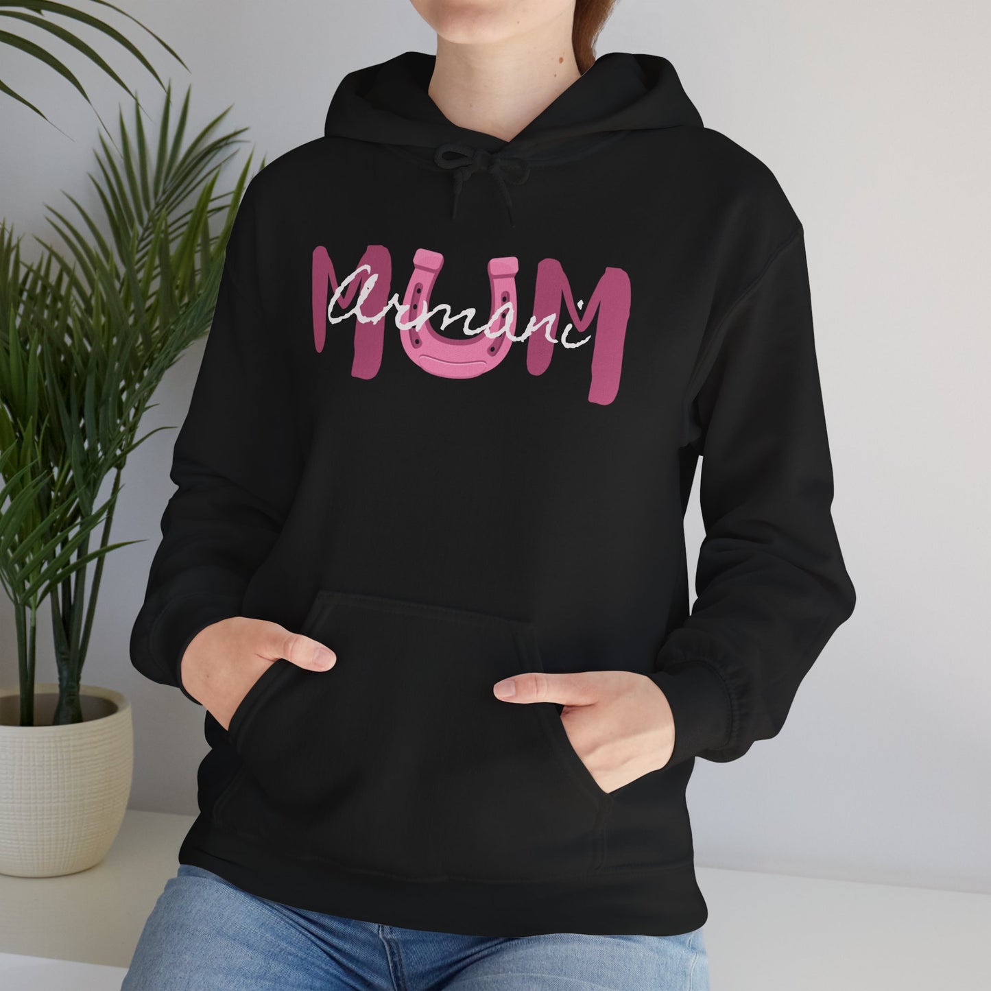 MUM Reitsport Hoodie personalisiert mit Pferdename – Pink Horse Mum Hoodie – Geschenk für stolze Pferde-Mama