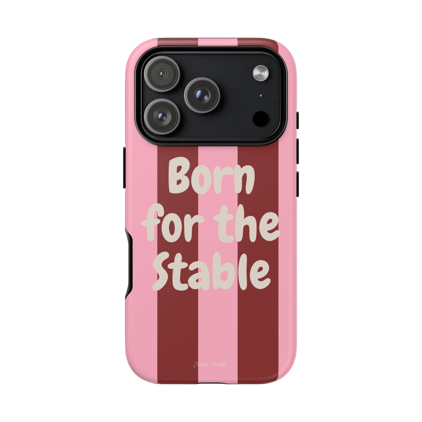Phone Case — "Born for the Stable" Pink Striped Protective Tough Case