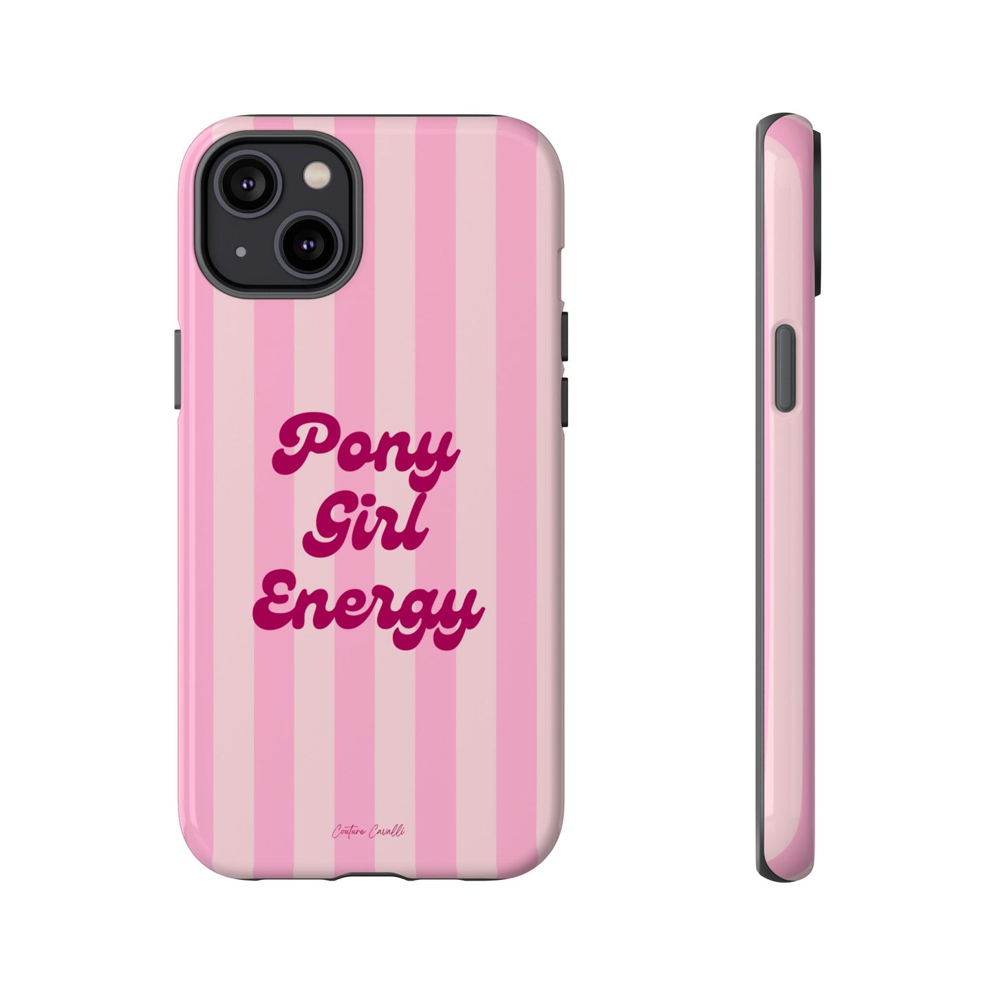 Pony Girl Energy Tough Phone Case — Pink Striped Protective Cover