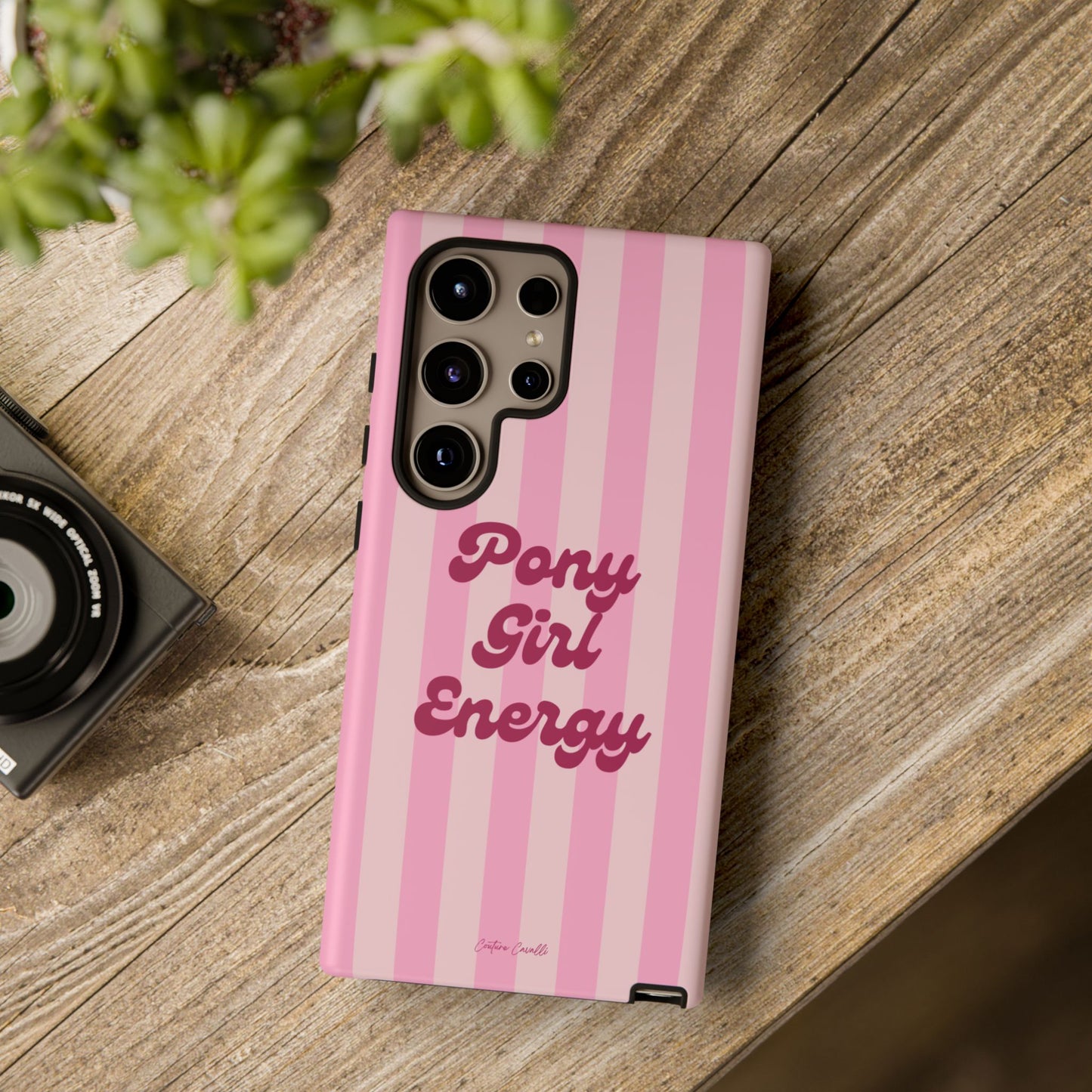 Pony Girl Energy Tough Phone Case — Pink Striped Protective Cover