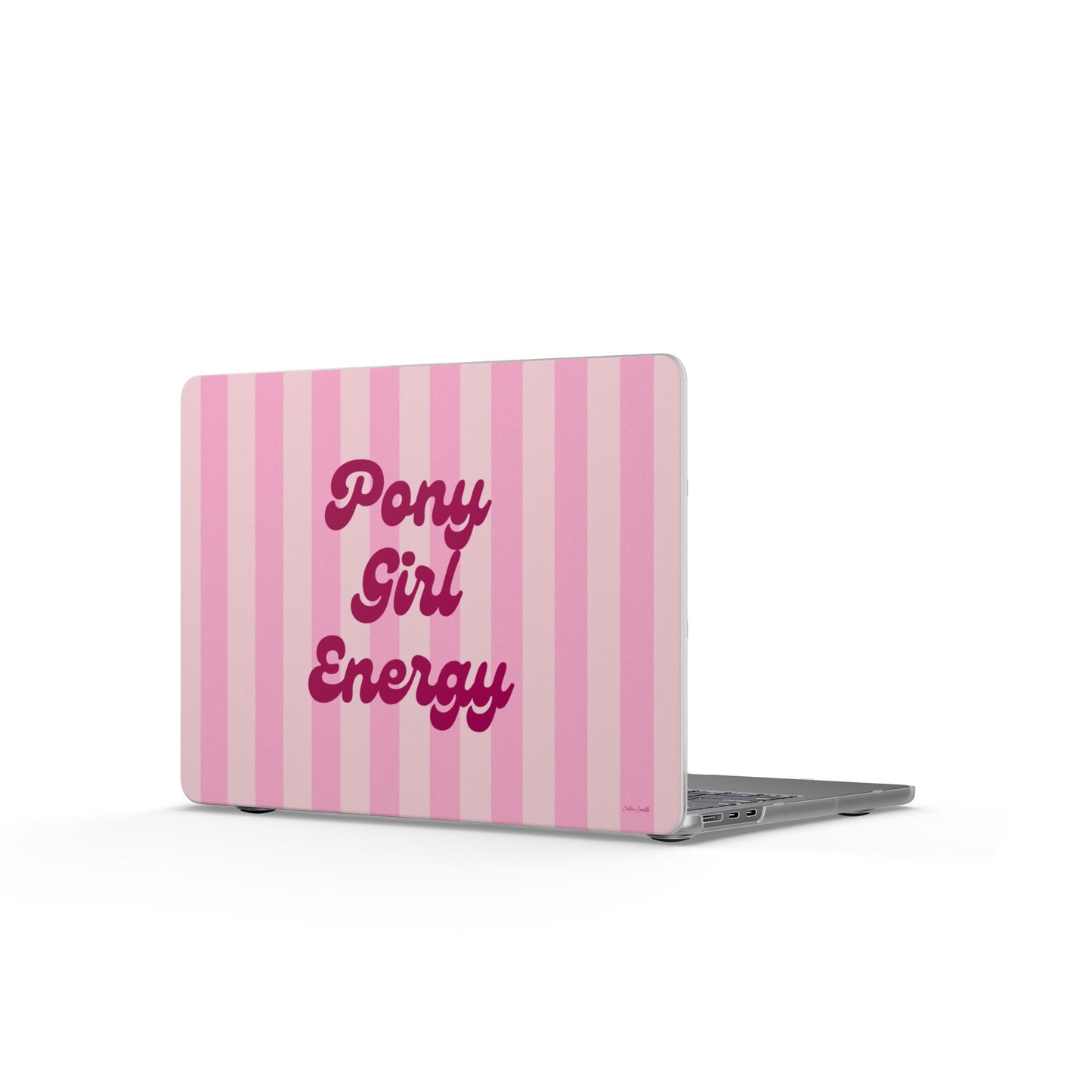 Pony Girl Energy Matte MacBook Case — Pink Striped Laptop Cover