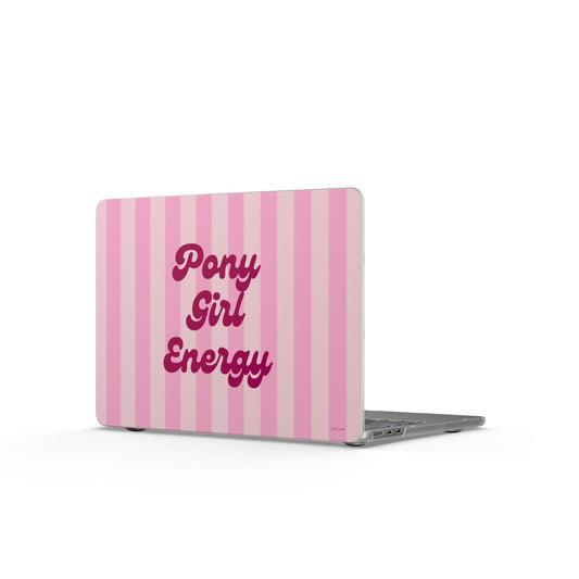 Pony Girl Energy Matte MacBook Case — Pink Striped Laptop Cover