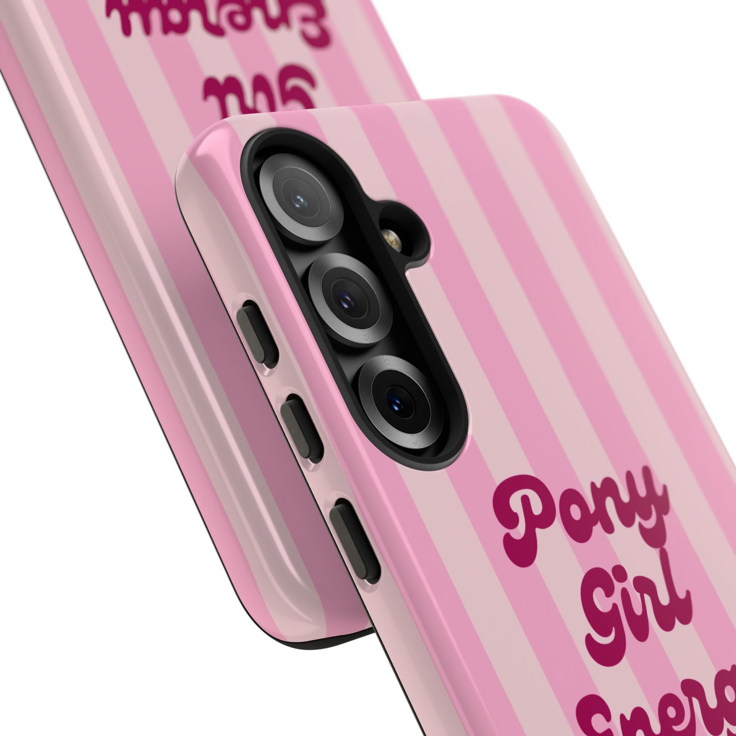 Pony Girl Energy Tough Phone Case — Pink Striped Protective Cover