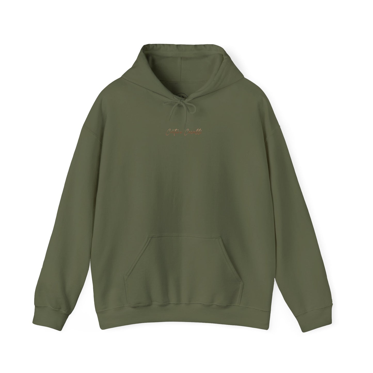 Horse First Hoodie — Equestrian White Pullover with 'Horse First.' Gold Script