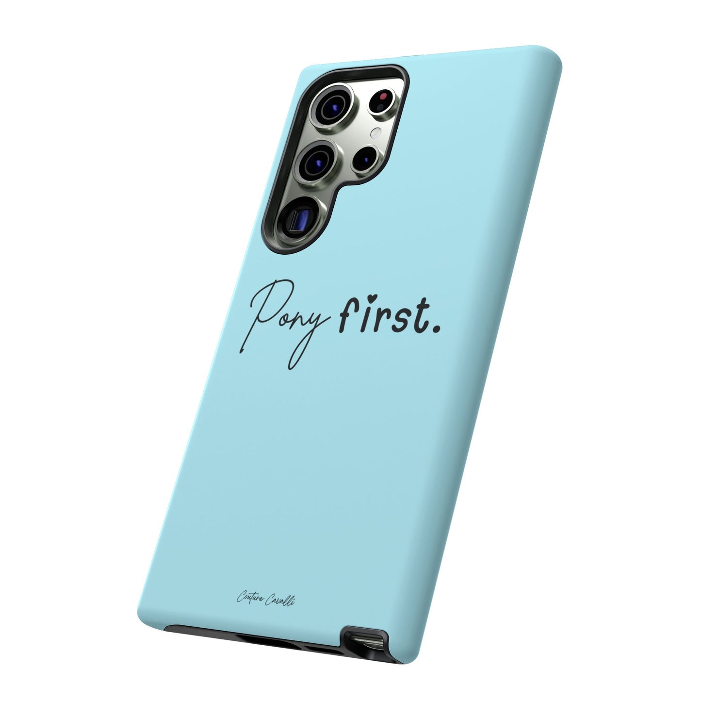 Pony First Phone Case - Protective Tough iPhone Cover with Minimalist Equestrian Script