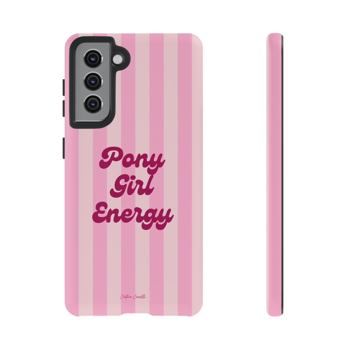 Pony Girl Energy Tough Phone Case — Pink Striped Protective Cover
