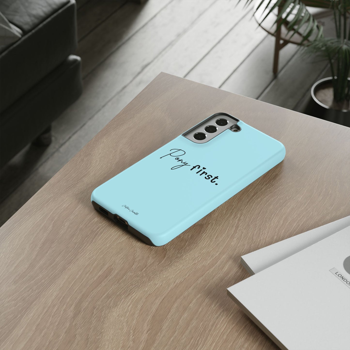 Pony First Phone Case - Protective Tough iPhone Cover with Minimalist Equestrian Script