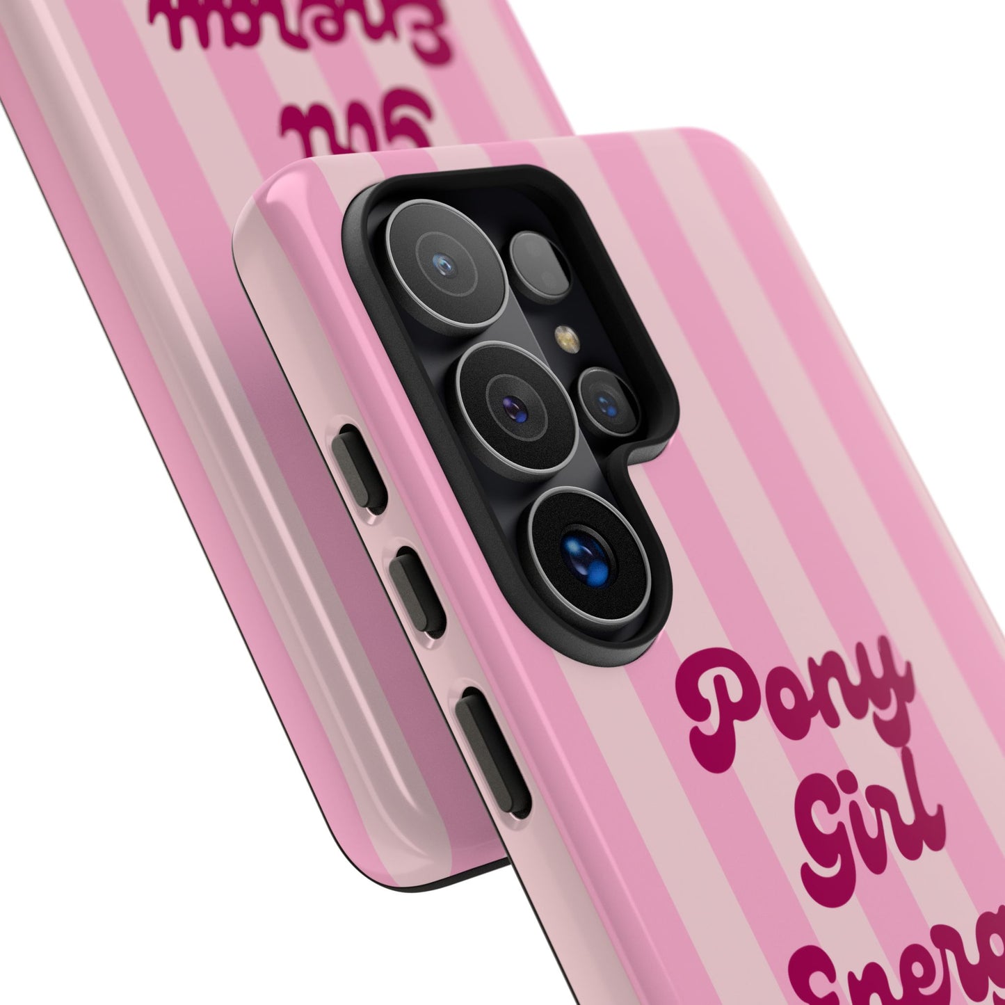 Pony Girl Energy Tough Phone Case — Pink Striped Protective Cover