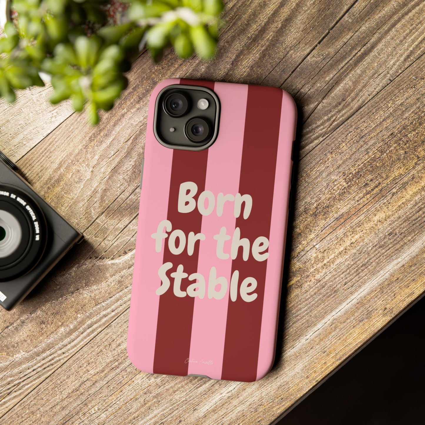 Phone Case — "Born for the Stable" Pink Striped Protective Tough Case