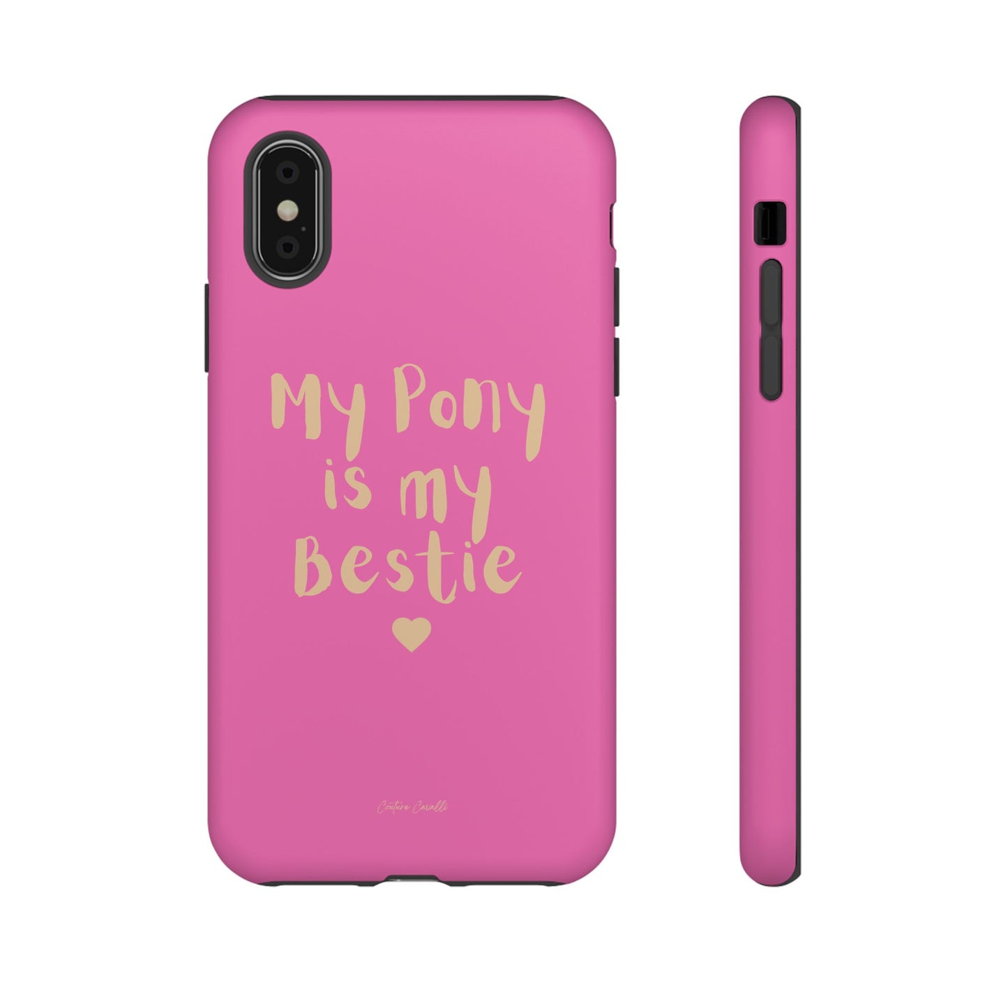 Pink 'My Pony Is My Bestie' Tough Phone Case I Handyhülle I Personalisiert mit Ponynamen