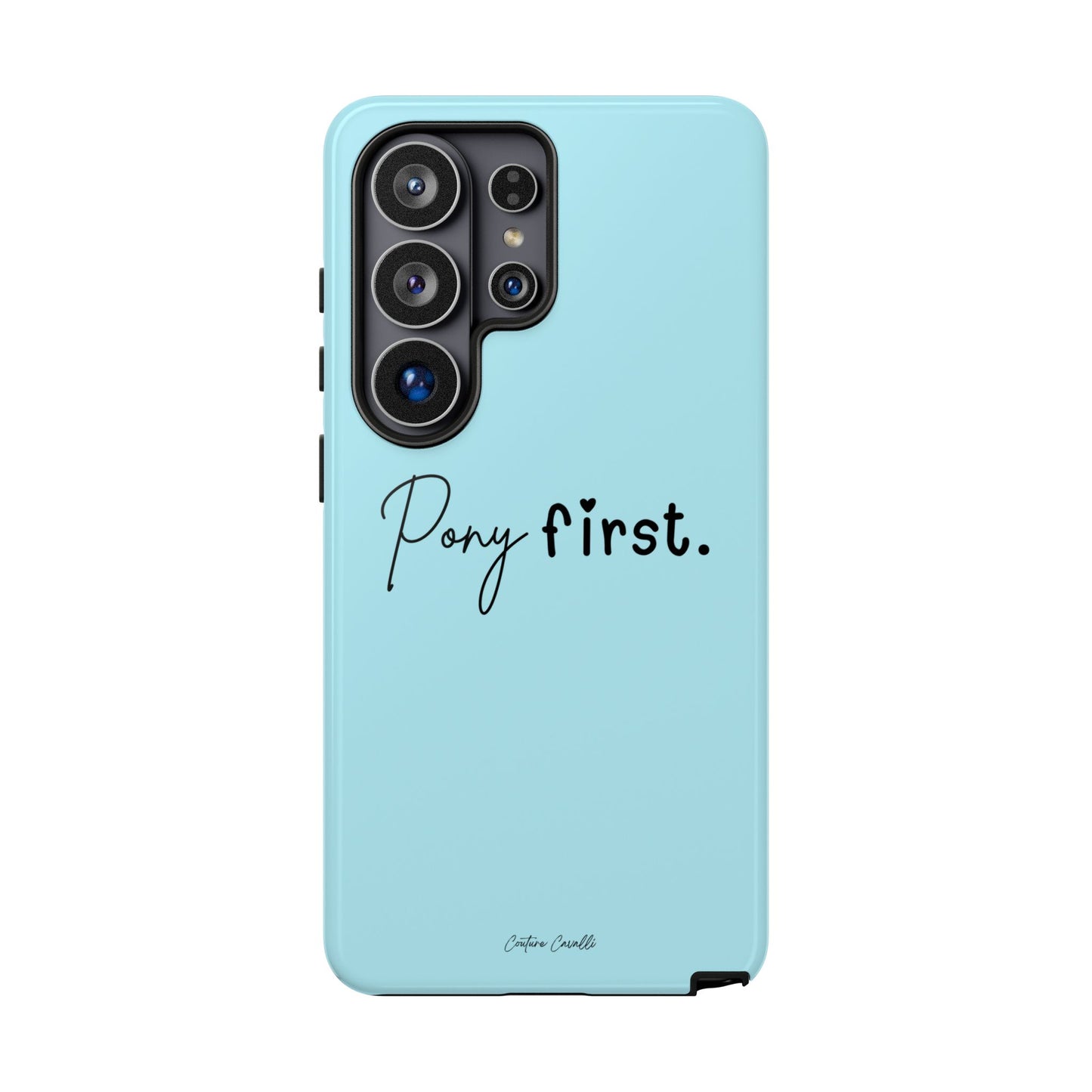 Pony First Phone Case - Protective Tough iPhone Cover with Minimalist Equestrian Script