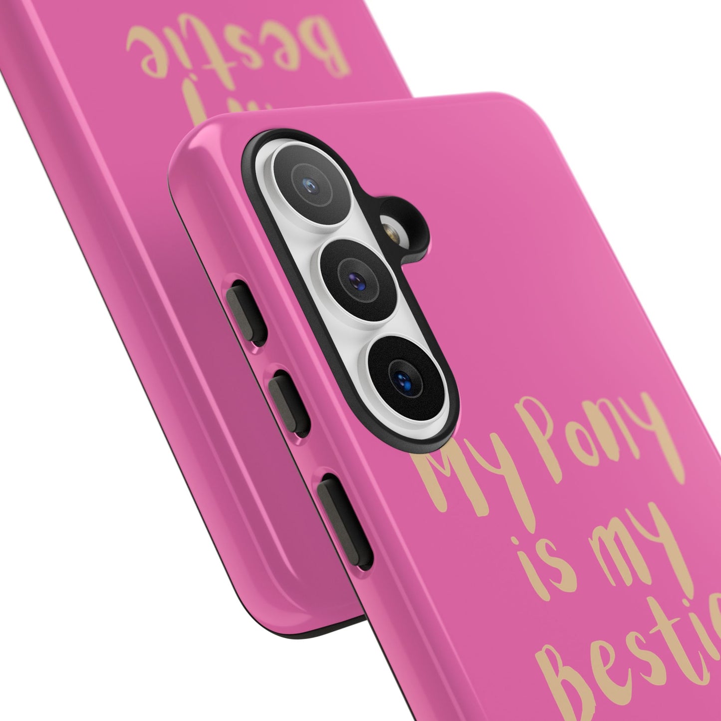 Pink 'My Pony Is My Bestie' Tough Phone Case I Handyhülle I Personalisiert mit Ponynamen