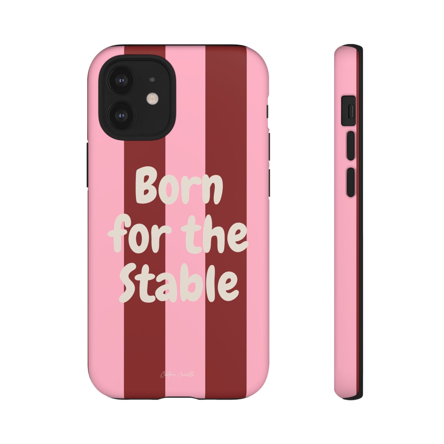 Phone Case — "Born for the Stable" Pink Striped Protective Tough Case
