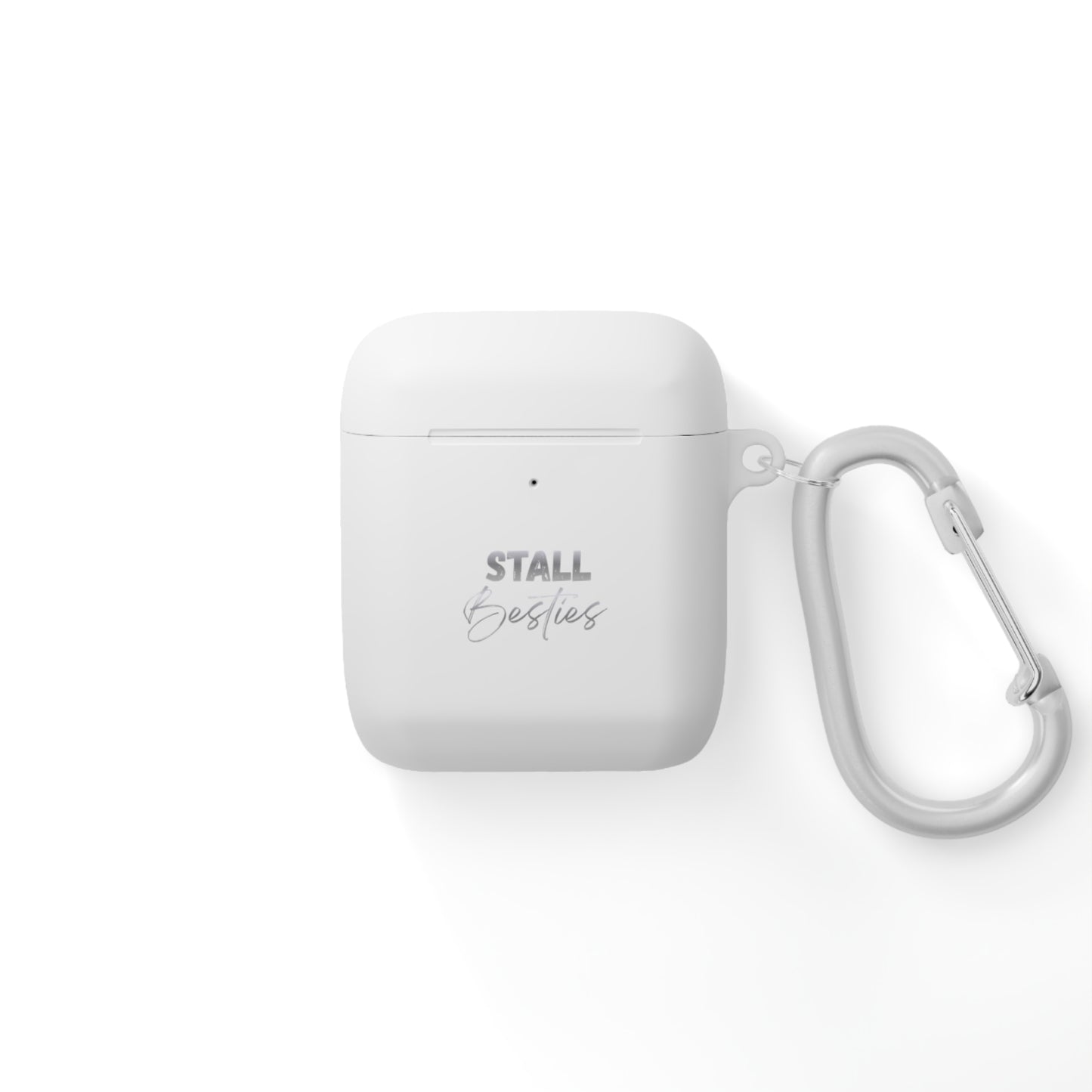 Minimal Personalized AirPods Case Cover — Custom Name Script with Carabiner