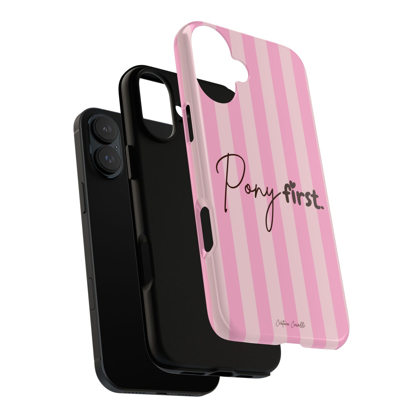 Pony First Phone Case — Pink Striped Tough Case for Horse Lovers