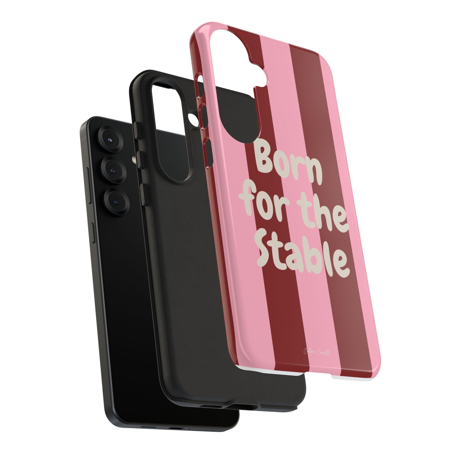 Phone Case — "Born for the Stable" Pink Striped Protective Tough Case