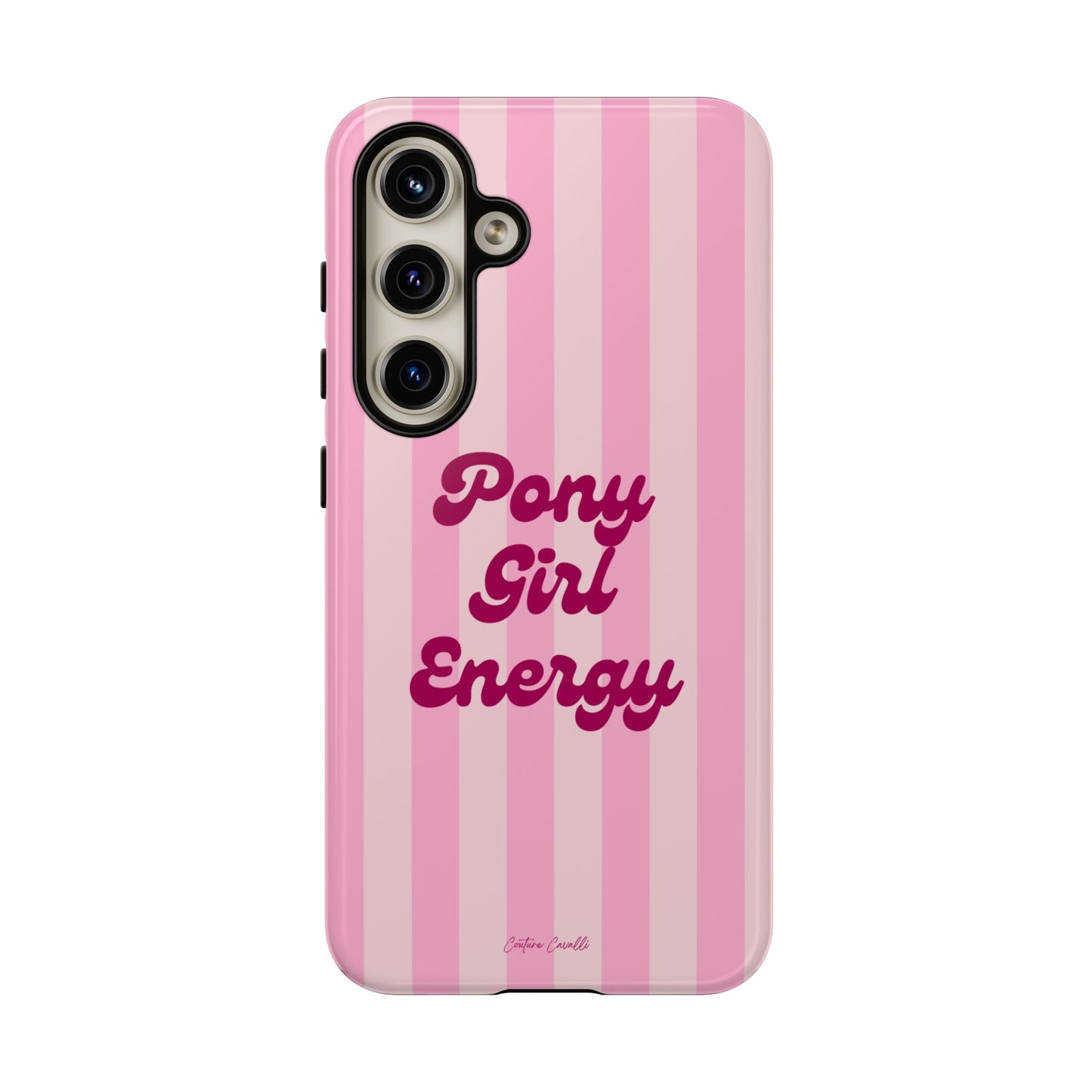 Pony Girl Energy Tough Phone Case — Pink Striped Protective Cover