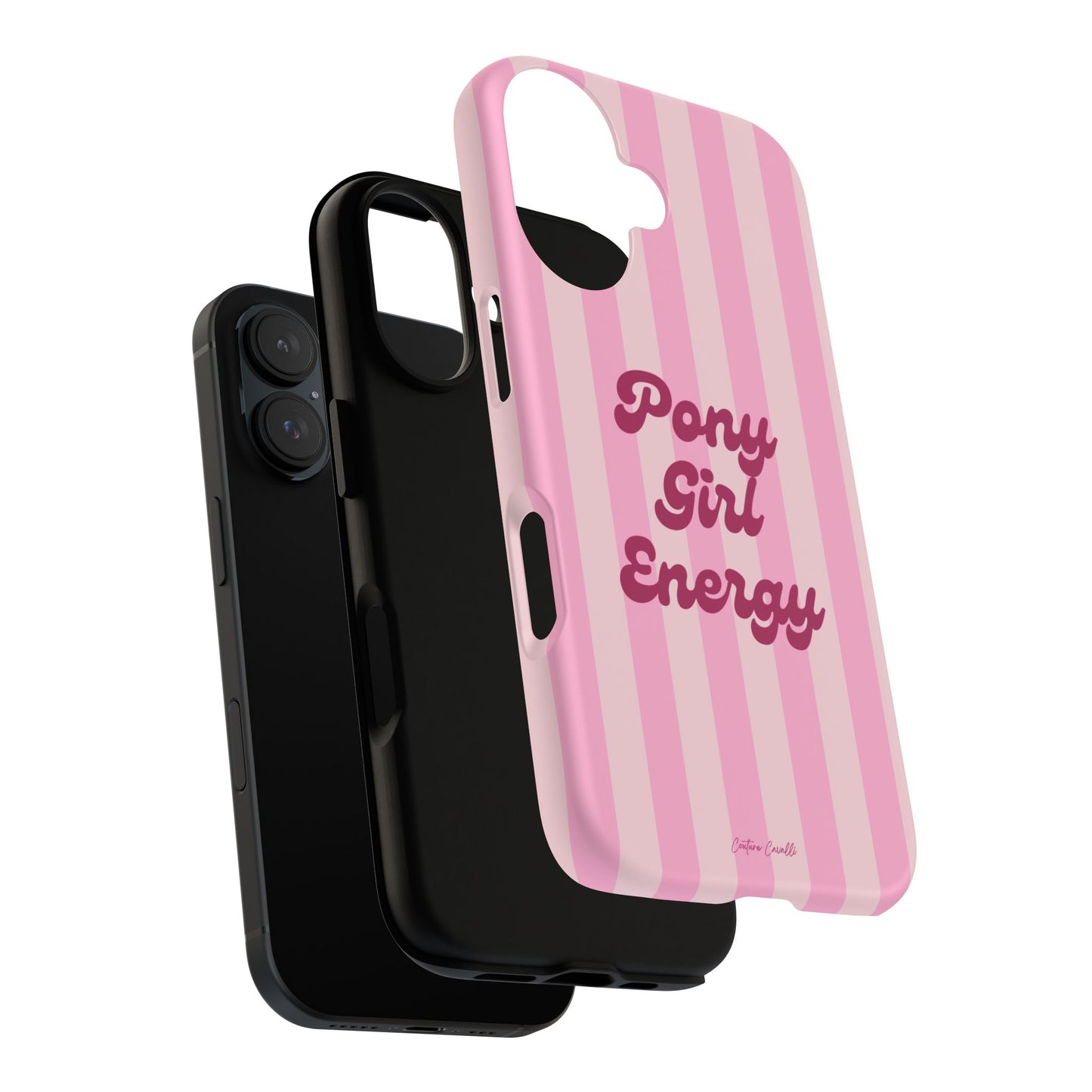 Pony Girl Energy Tough Phone Case — Pink Striped Protective Cover