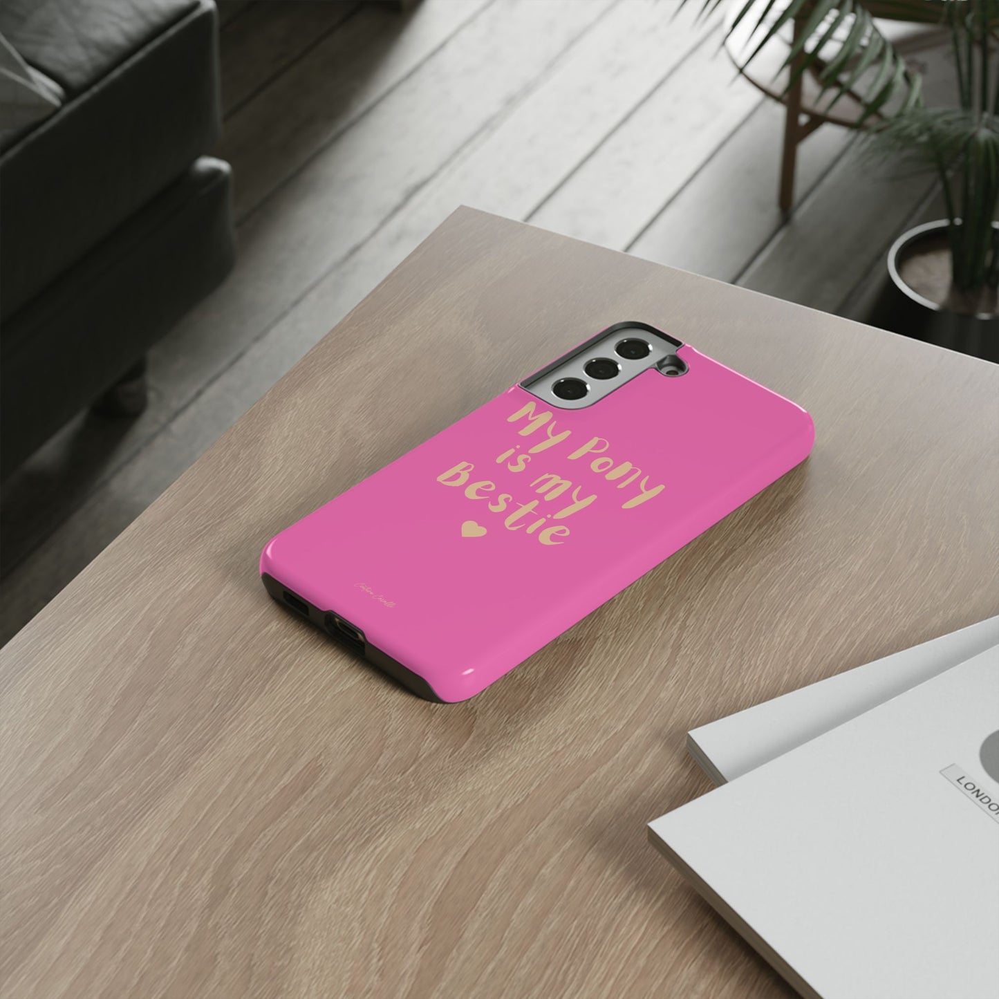 Pink 'My Pony Is My Bestie' Tough Phone Case I Handyhülle I Personalisiert mit Ponynamen