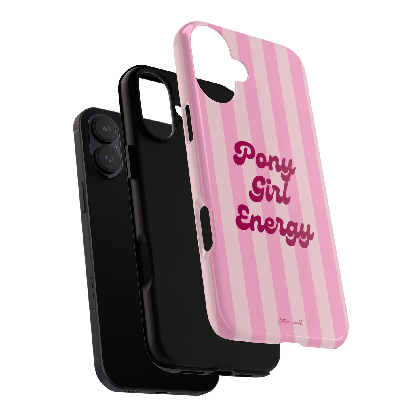 Pony Girl Energy Tough Phone Case — Pink Striped Protective Cover