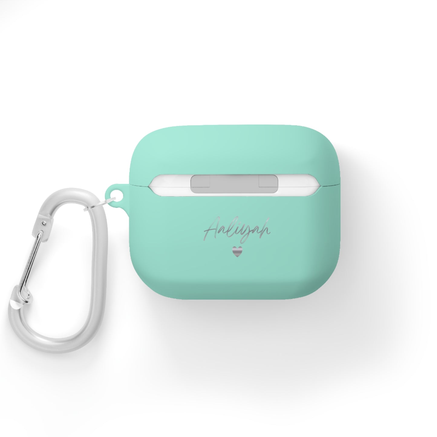 Minimal Personalized AirPods Case Cover — Custom Name Script with Carabiner