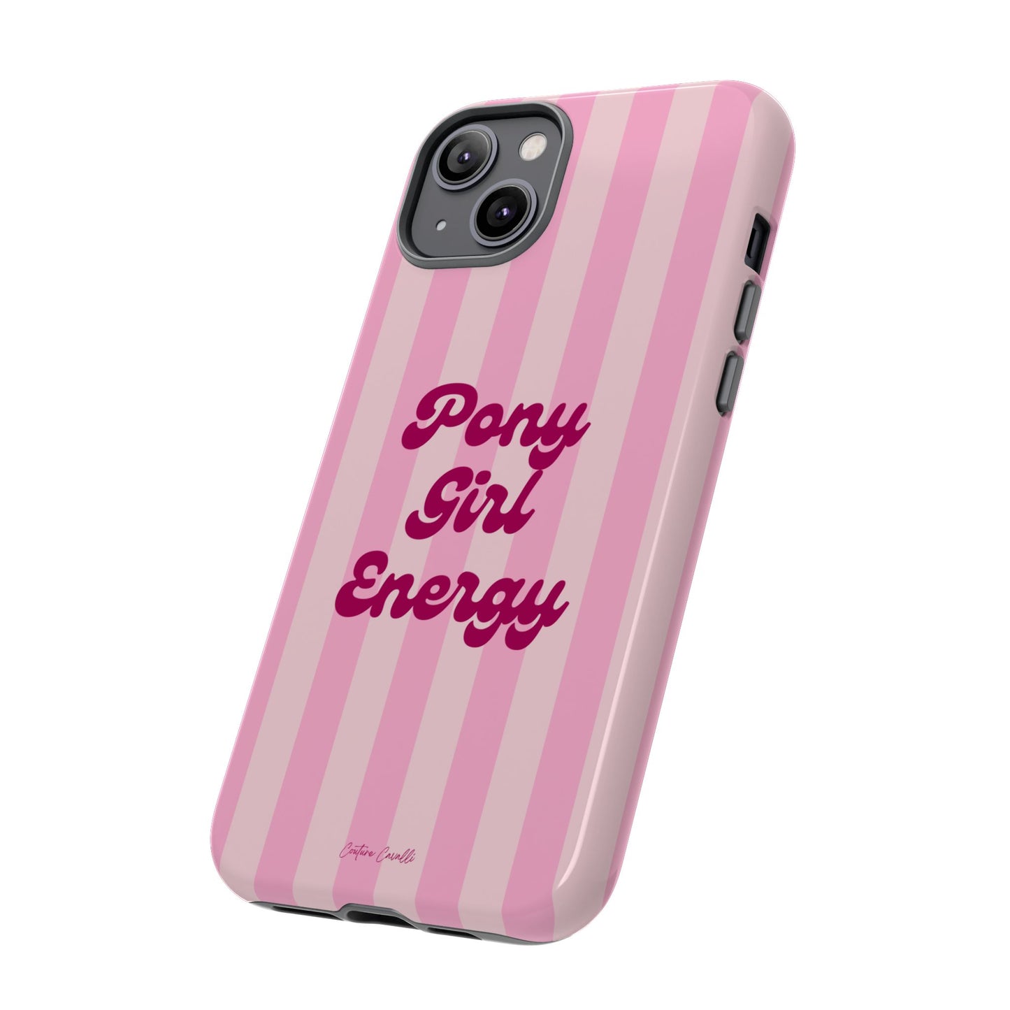 Pony Girl Energy Tough Phone Case — Pink Striped Protective Cover