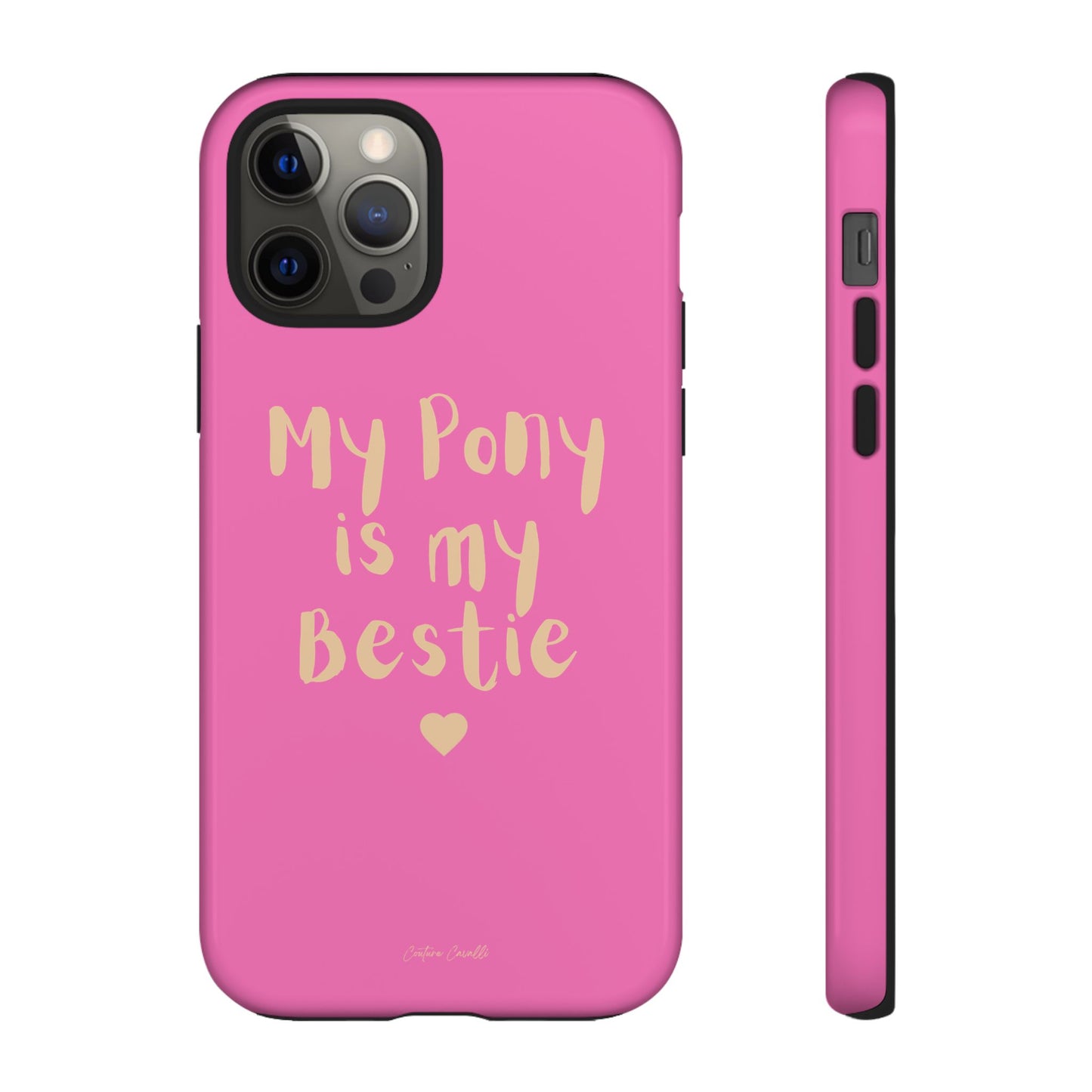 Pink 'My Pony Is My Bestie' Tough Phone Case I Handyhülle I Personalisiert mit Ponynamen