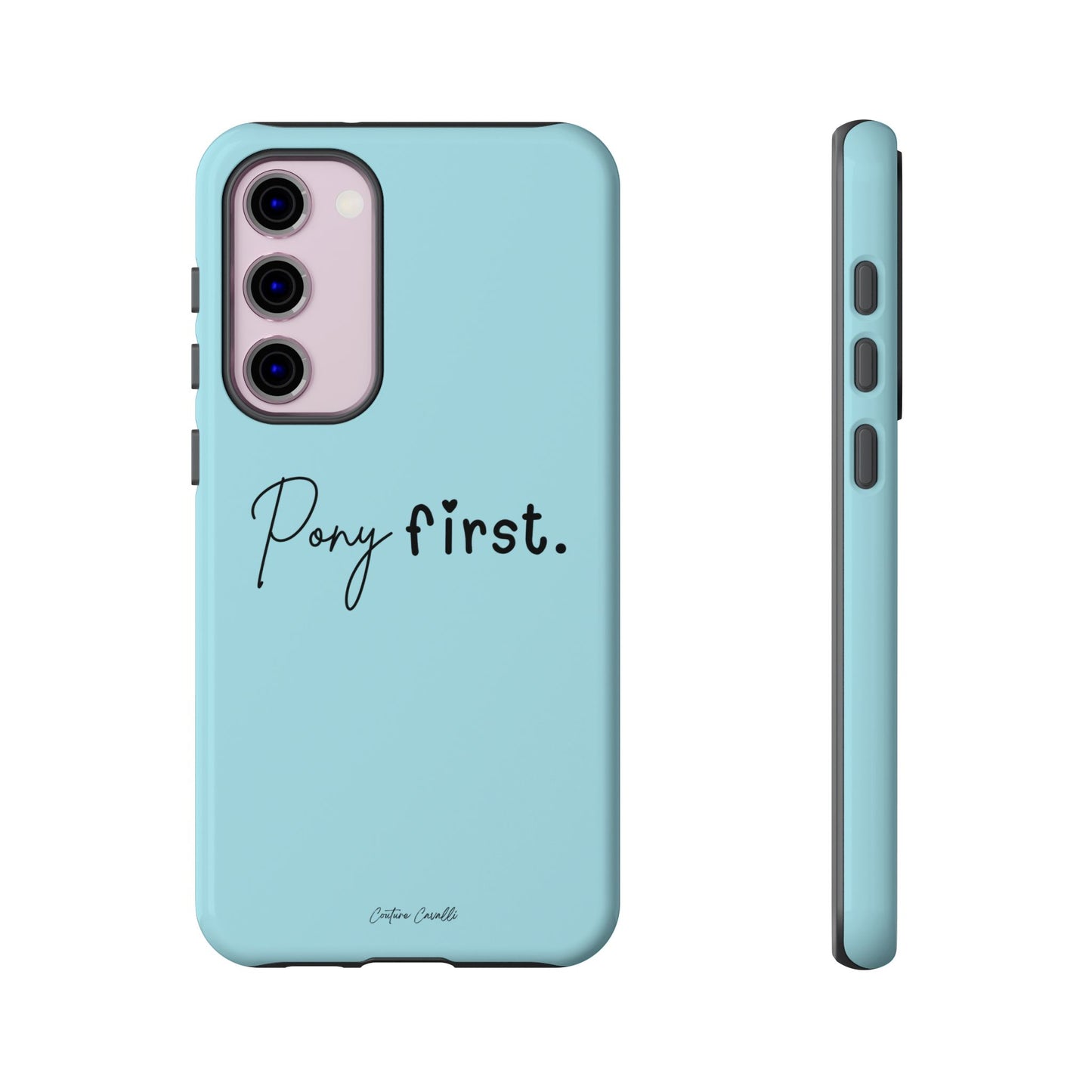 Pony First Phone Case - Protective Tough iPhone Cover with Minimalist Equestrian Script