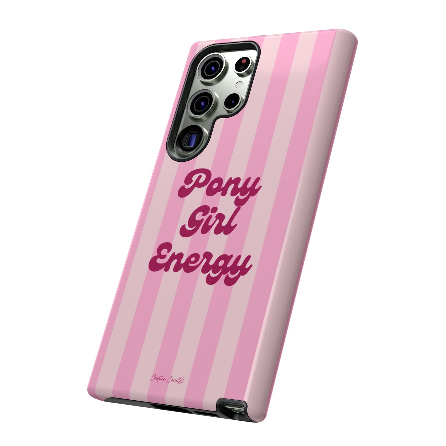 Pony Girl Energy Tough Phone Case — Pink Striped Protective Cover