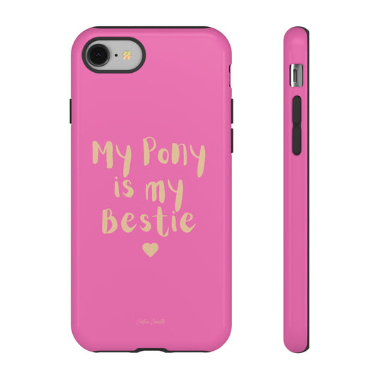 Pink 'My Pony Is My Bestie' Tough Phone Case I Handyhülle I Personalisiert mit Ponynamen
