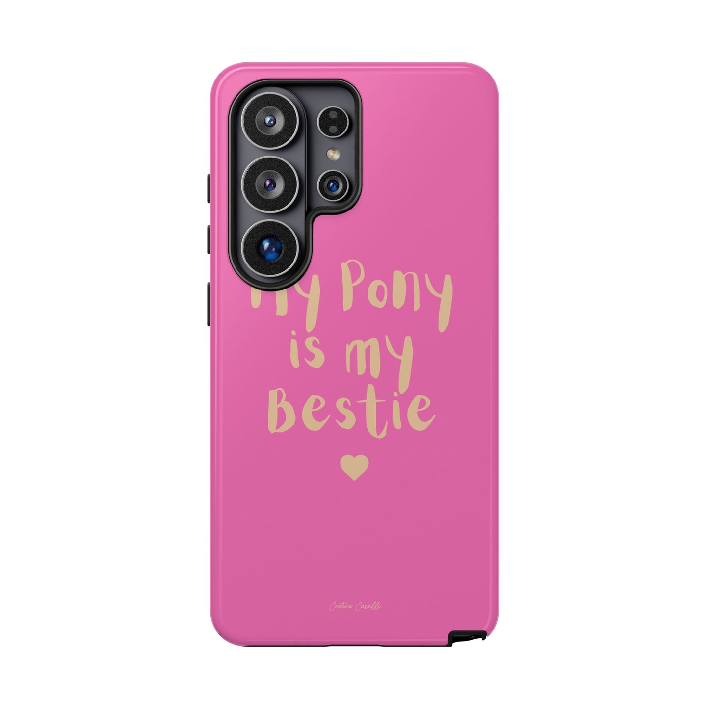 Pink 'My Pony Is My Bestie' Tough Phone Case I Handyhülle I Personalisiert mit Ponynamen
