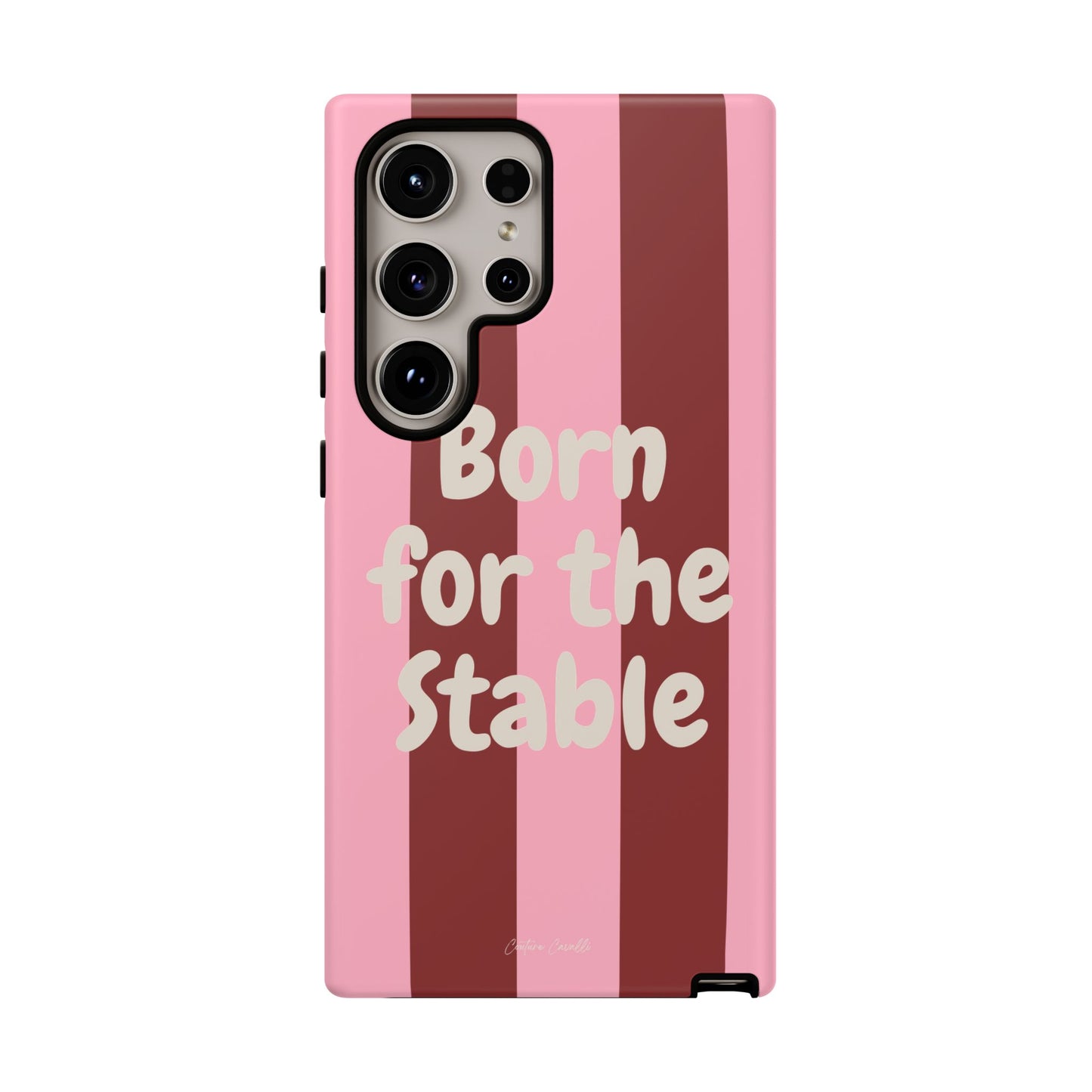 Phone Case — "Born for the Stable" Pink Striped Protective Tough Case