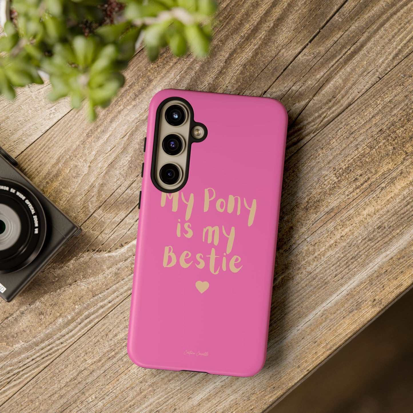 Pink 'My Pony Is My Bestie' Tough Phone Case I Handyhülle I Personalisiert mit Ponynamen