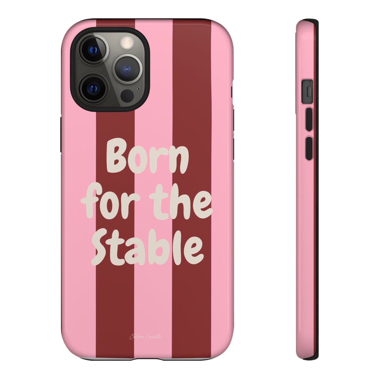 Phone Case — "Born for the Stable" Pink Striped Protective Tough Case