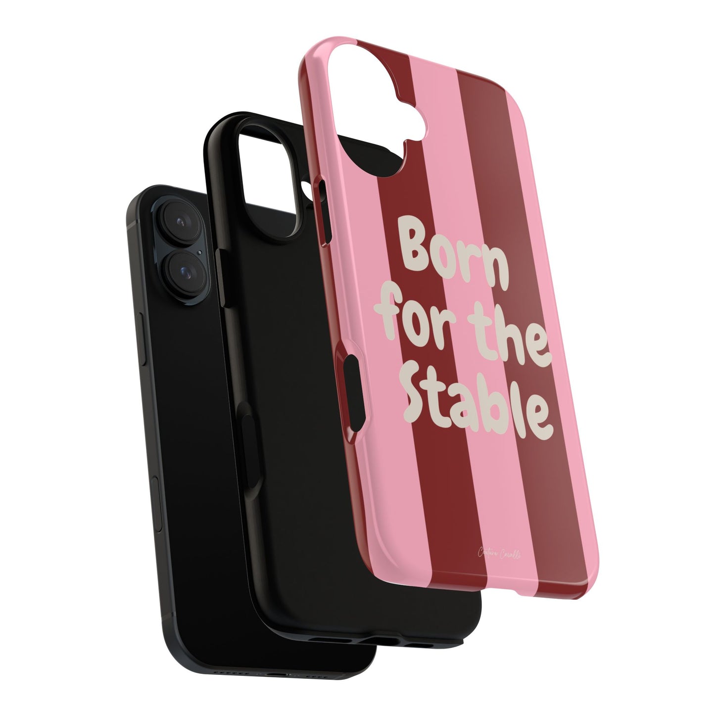 Phone Case — "Born for the Stable" Pink Striped Protective Tough Case