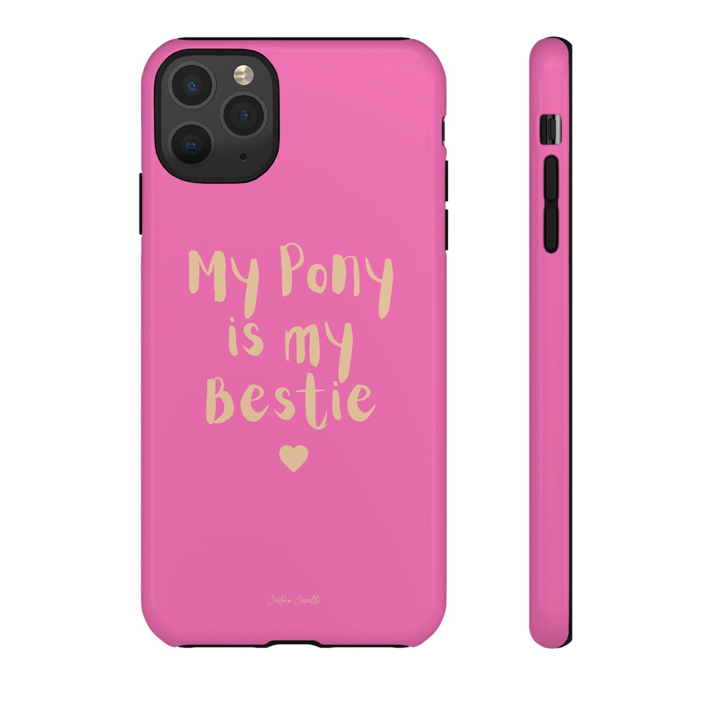Pink 'My Pony Is My Bestie' Tough Phone Case I Handyhülle I Personalisiert mit Ponynamen