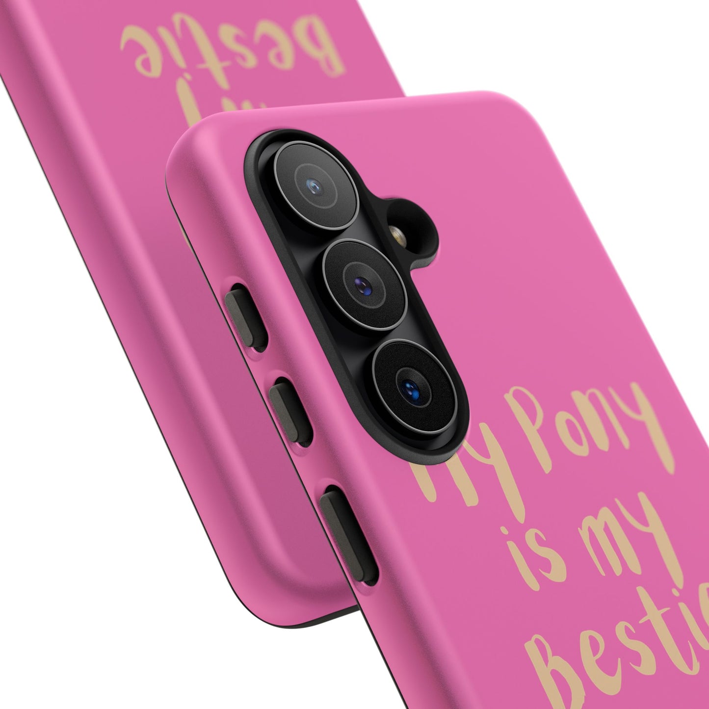 Pink 'My Pony Is My Bestie' Tough Phone Case I Handyhülle I Personalisiert mit Ponynamen