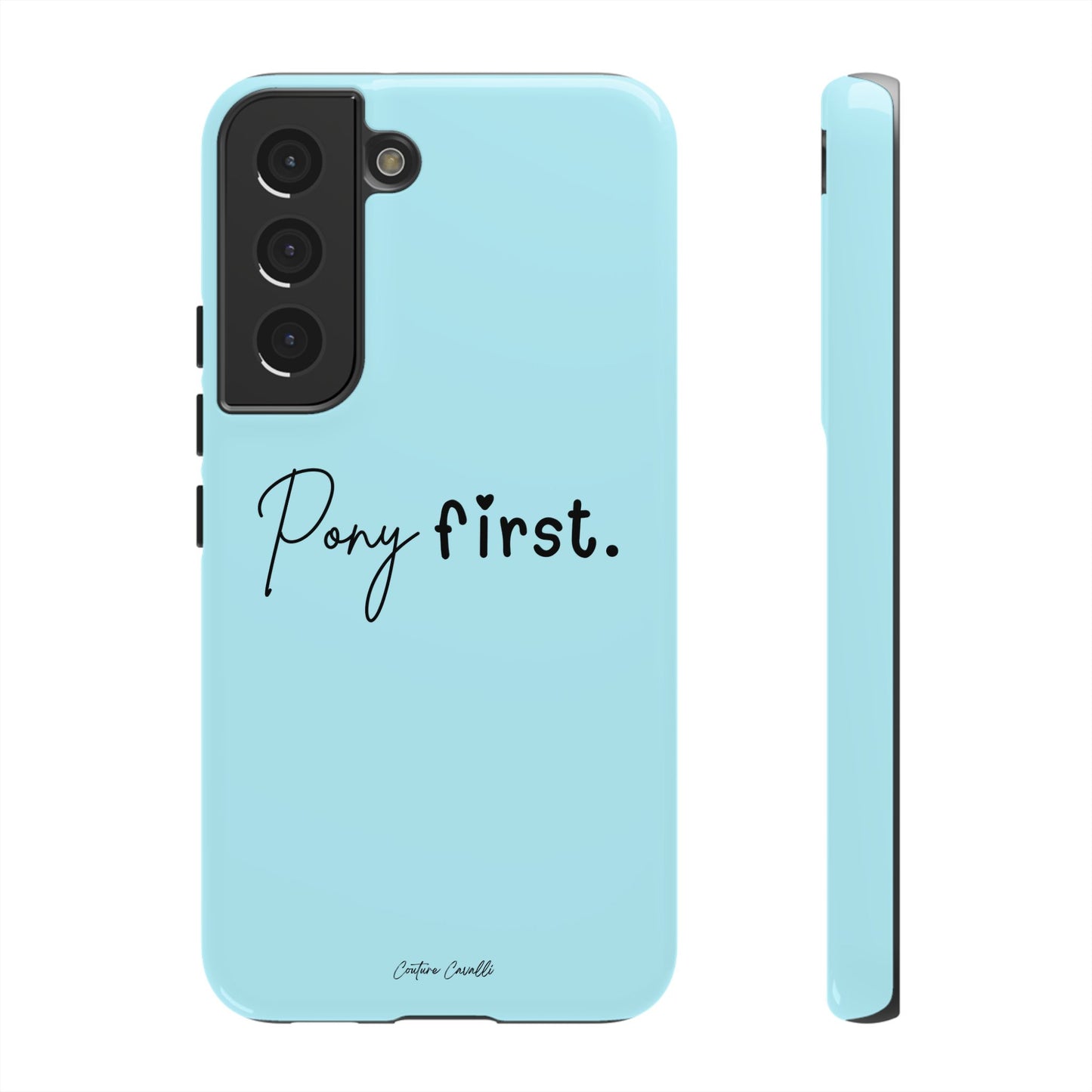 Pony First Phone Case - Protective Tough iPhone Cover with Minimalist Equestrian Script