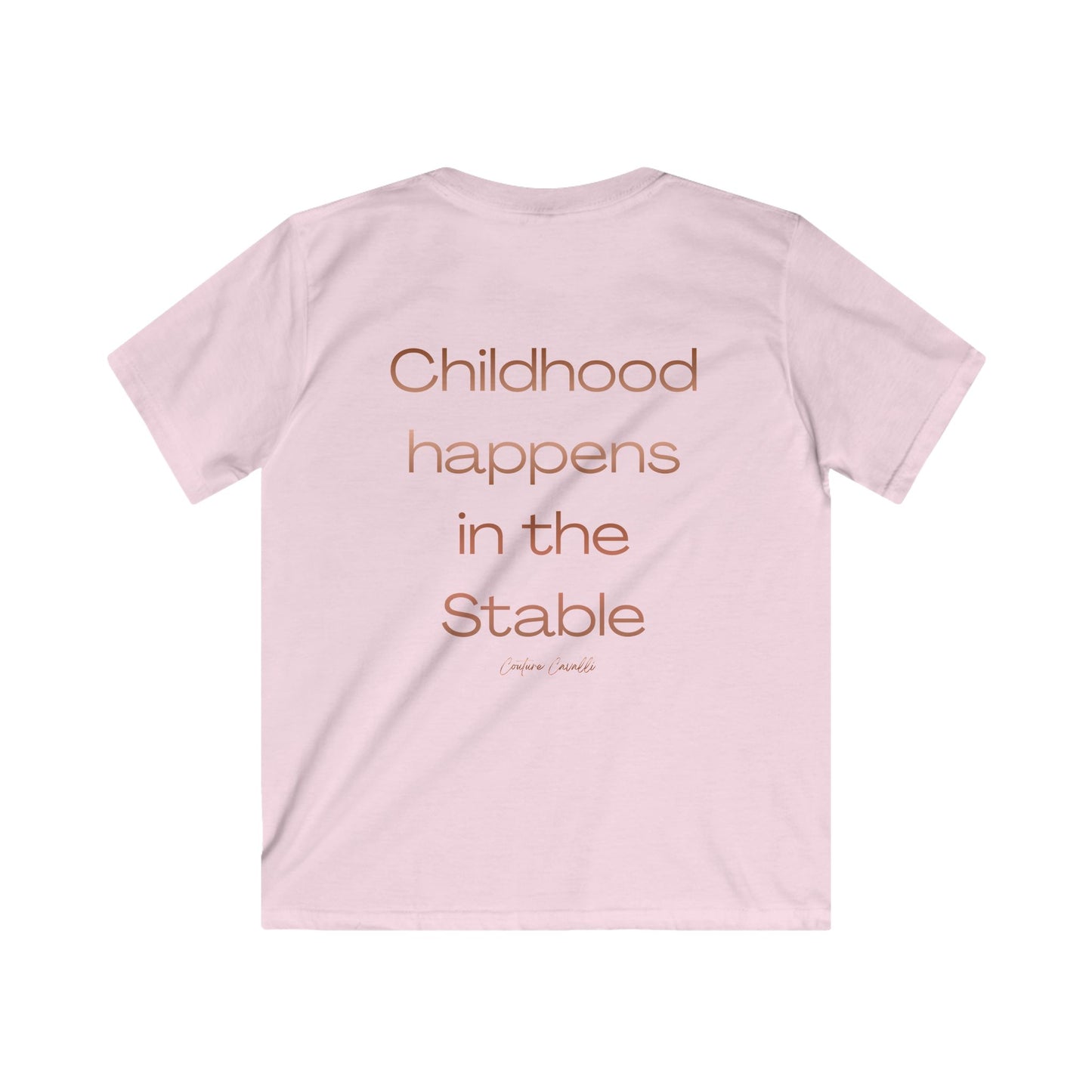Kids Tee — "Childhood Happens in the Stable" Horse Lover T‑Shirt