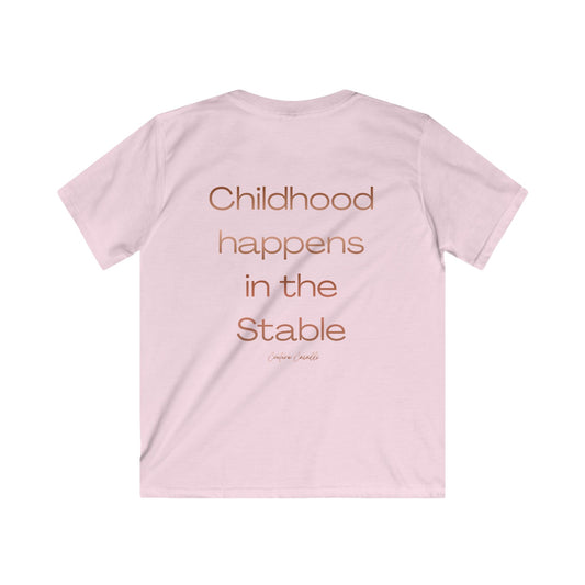 Kids Tee — "Childhood Happens in the Stable" Horse Lover T‑Shirt