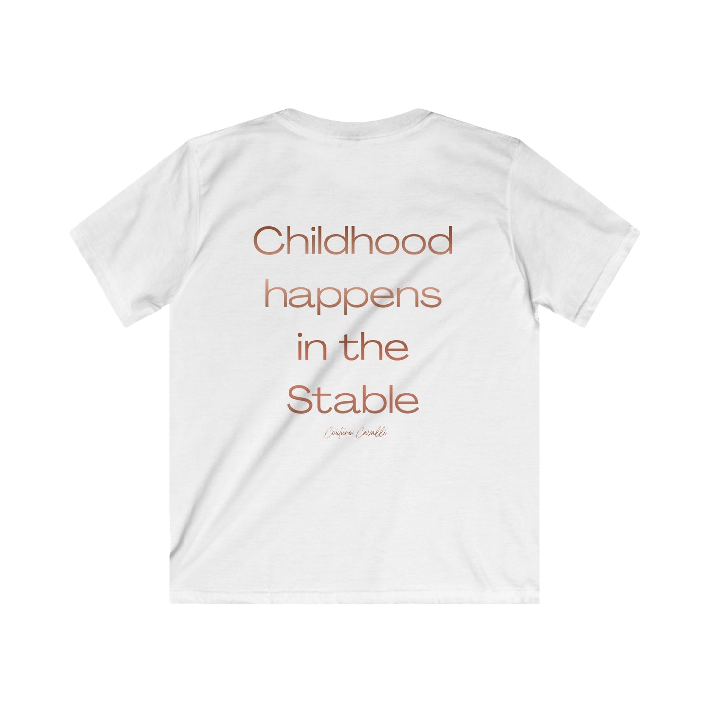 Kids Tee — "Childhood Happens in the Stable" Horse Lover T‑Shirt