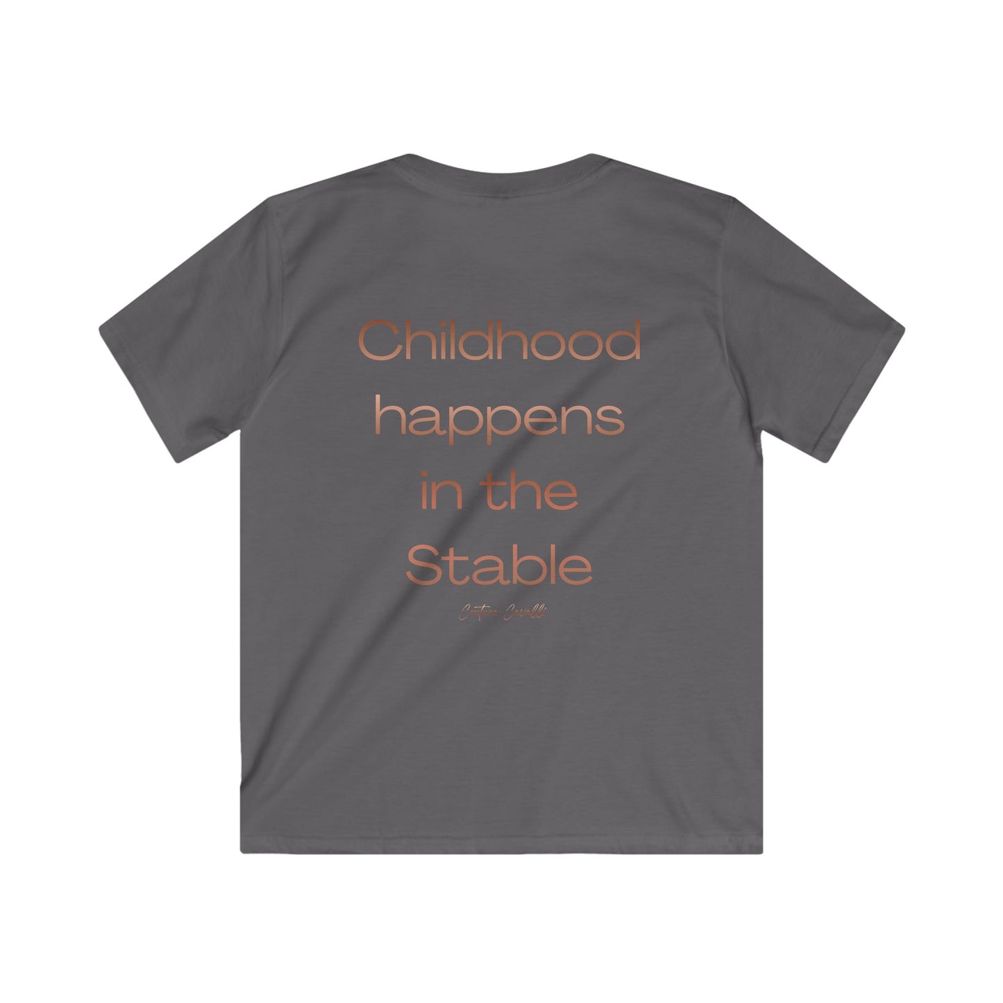 Kids Tee — "Childhood Happens in the Stable" Horse Lover T‑Shirt