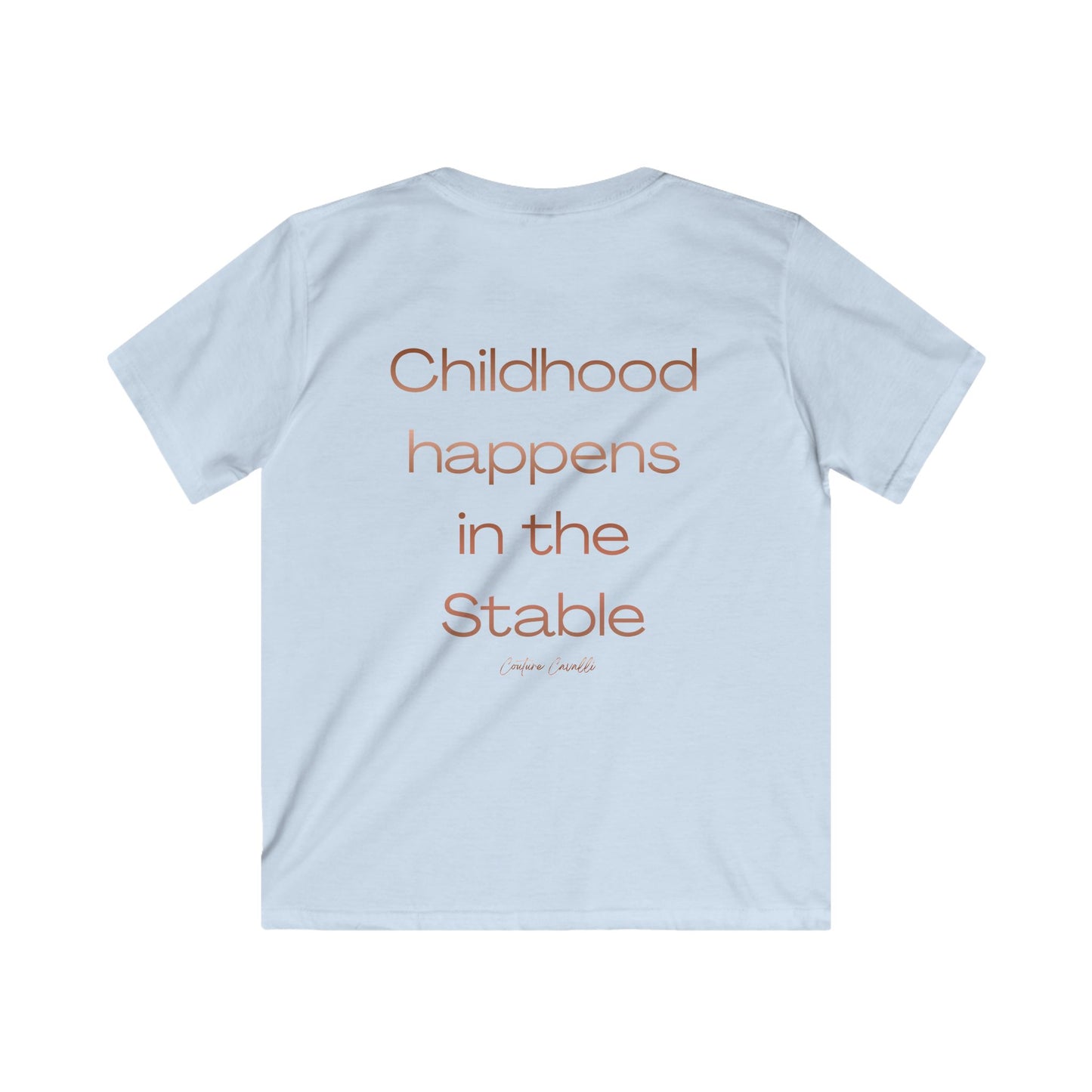 Kids Tee — "Childhood Happens in the Stable" Horse Lover T‑Shirt