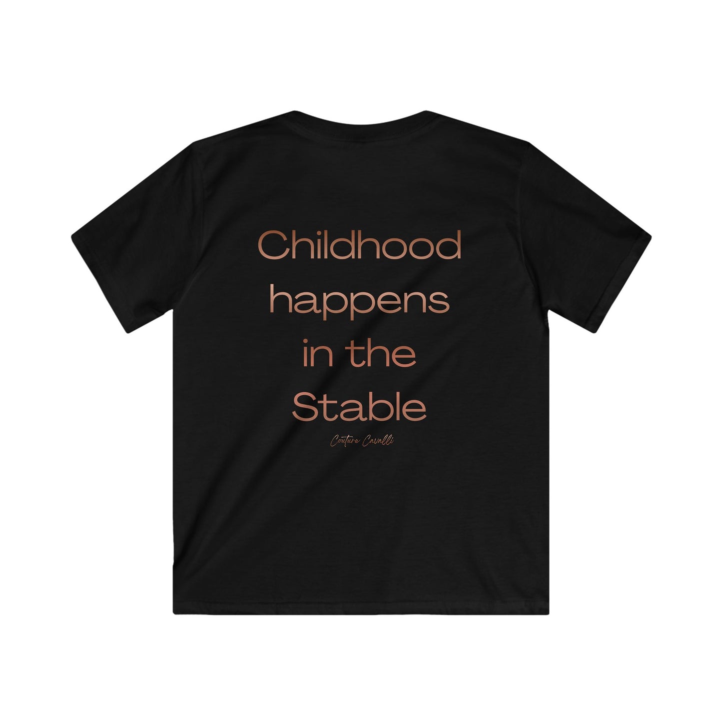 Kids Tee — "Childhood Happens in the Stable" Horse Lover T‑Shirt