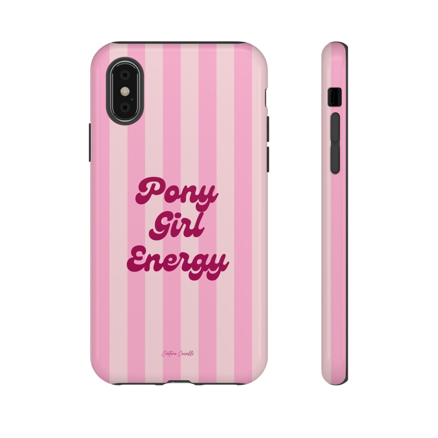 Pony Girl Energy Tough Phone Case — Pink Striped Protective Cover