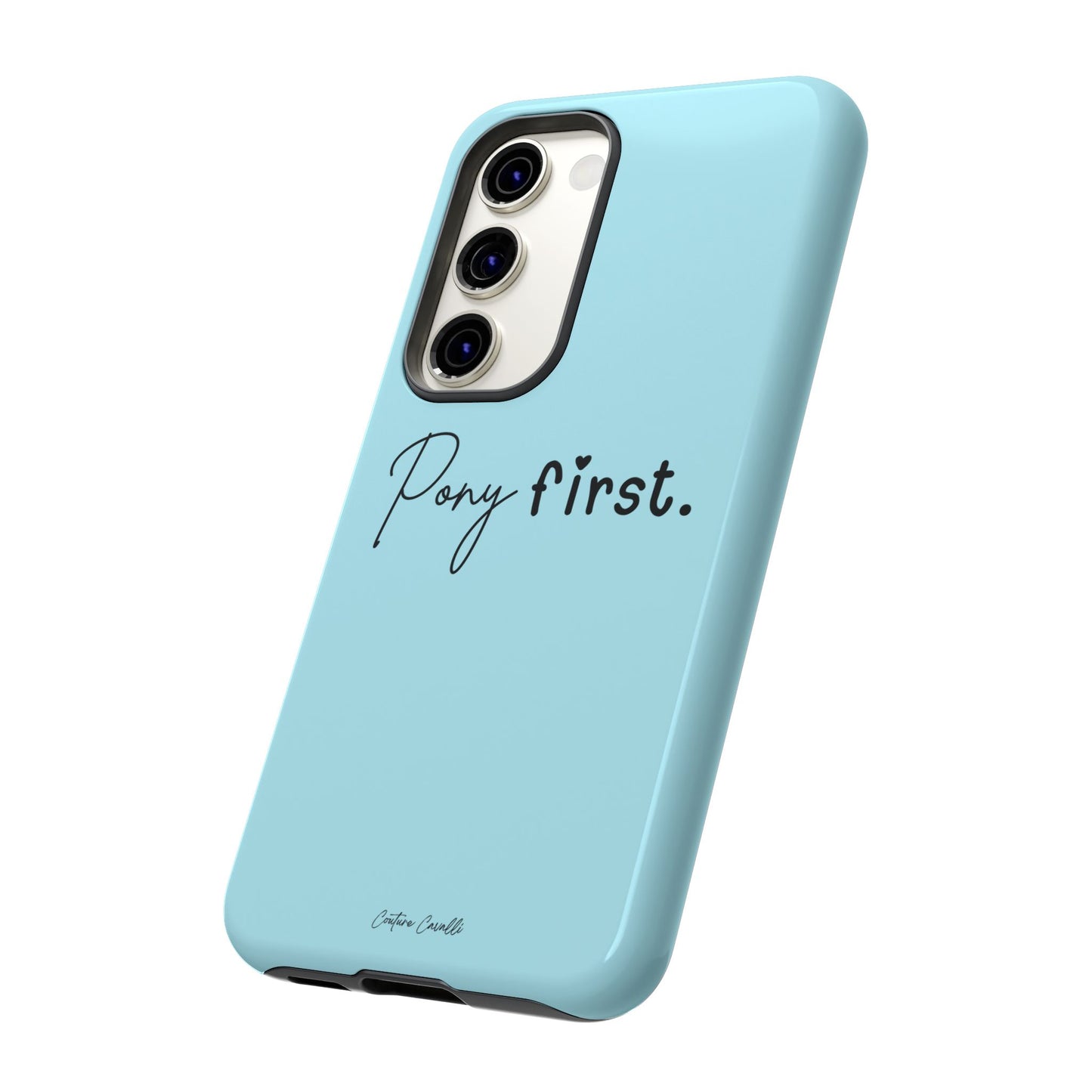 Pony First Phone Case - Protective Tough iPhone Cover with Minimalist Equestrian Script