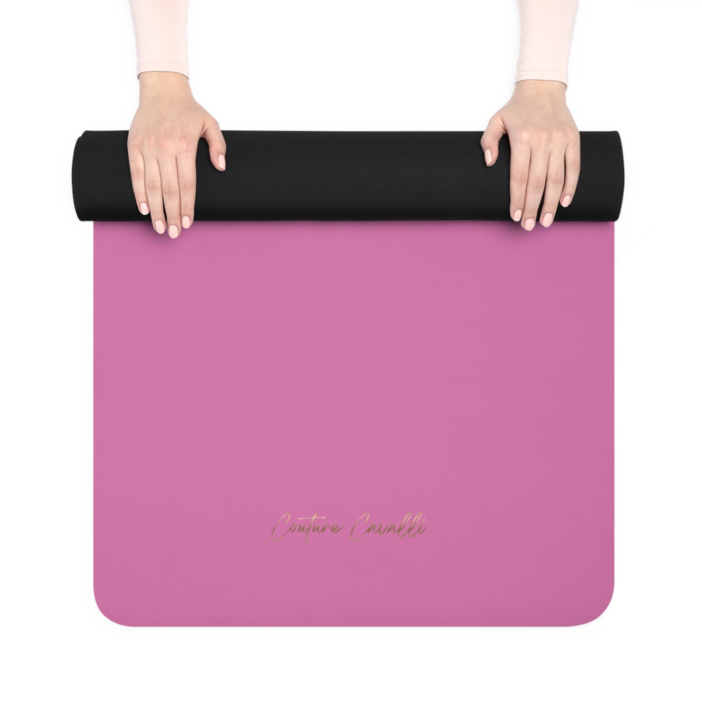Pink Rubber Yoga Mat — Non-Slip Eco-Friendly Mat with Motivational Text