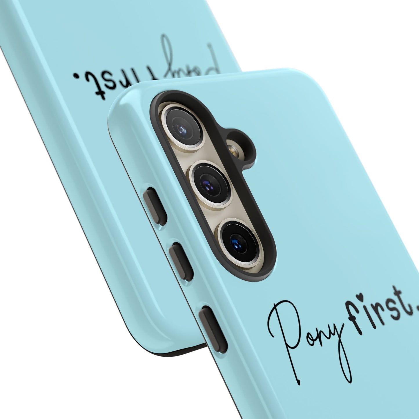 Pony First Phone Case - Protective Tough iPhone Cover with Minimalist Equestrian Script