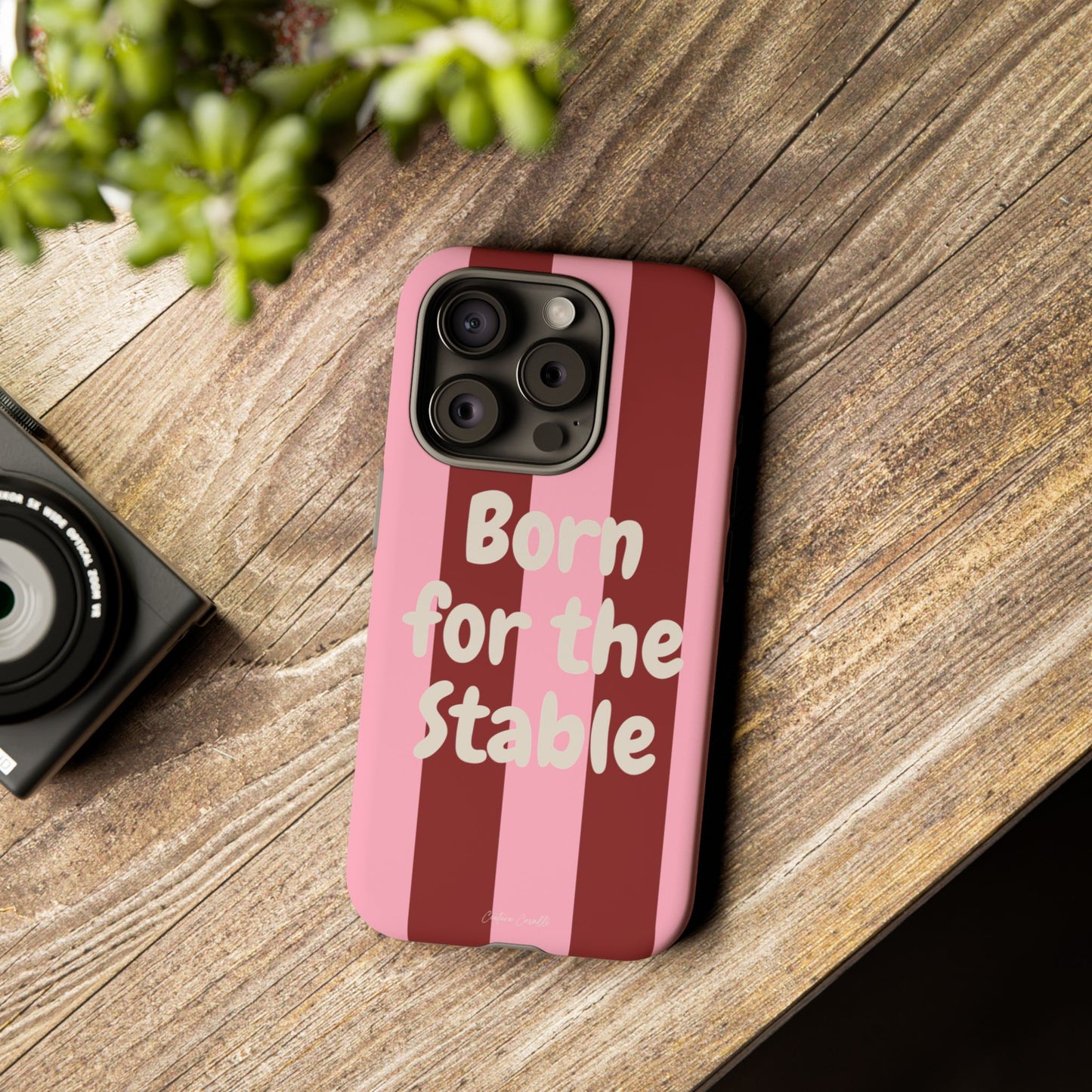 Phone Case — "Born for the Stable" Pink Striped Protective Tough Case